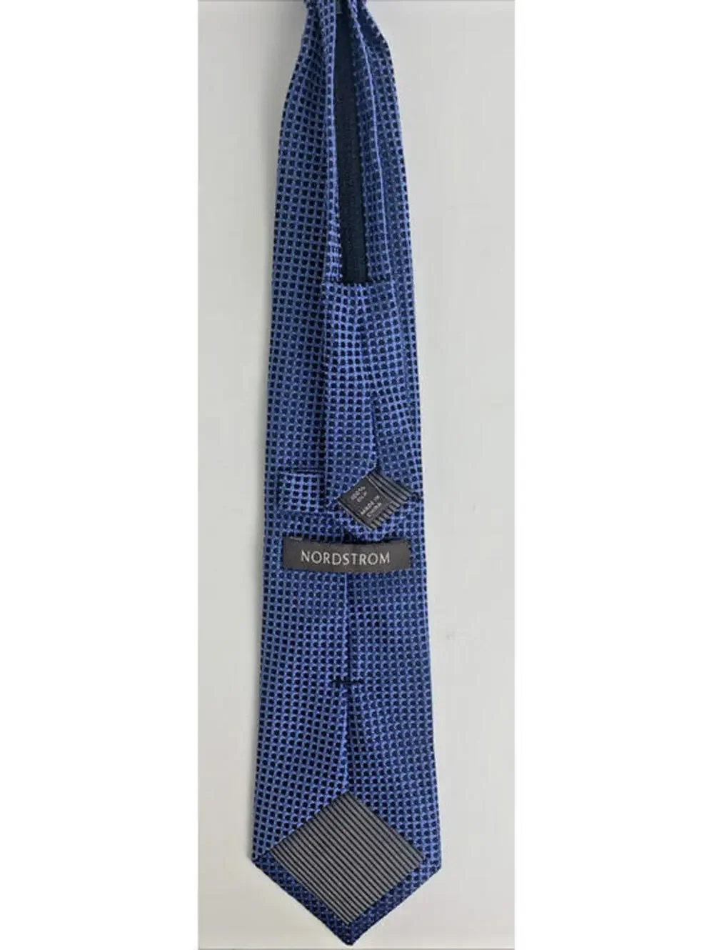 Nordstrom Boys Zipper Adjustable Pre-tied Blue Necktie Silk 13” Length Wedding